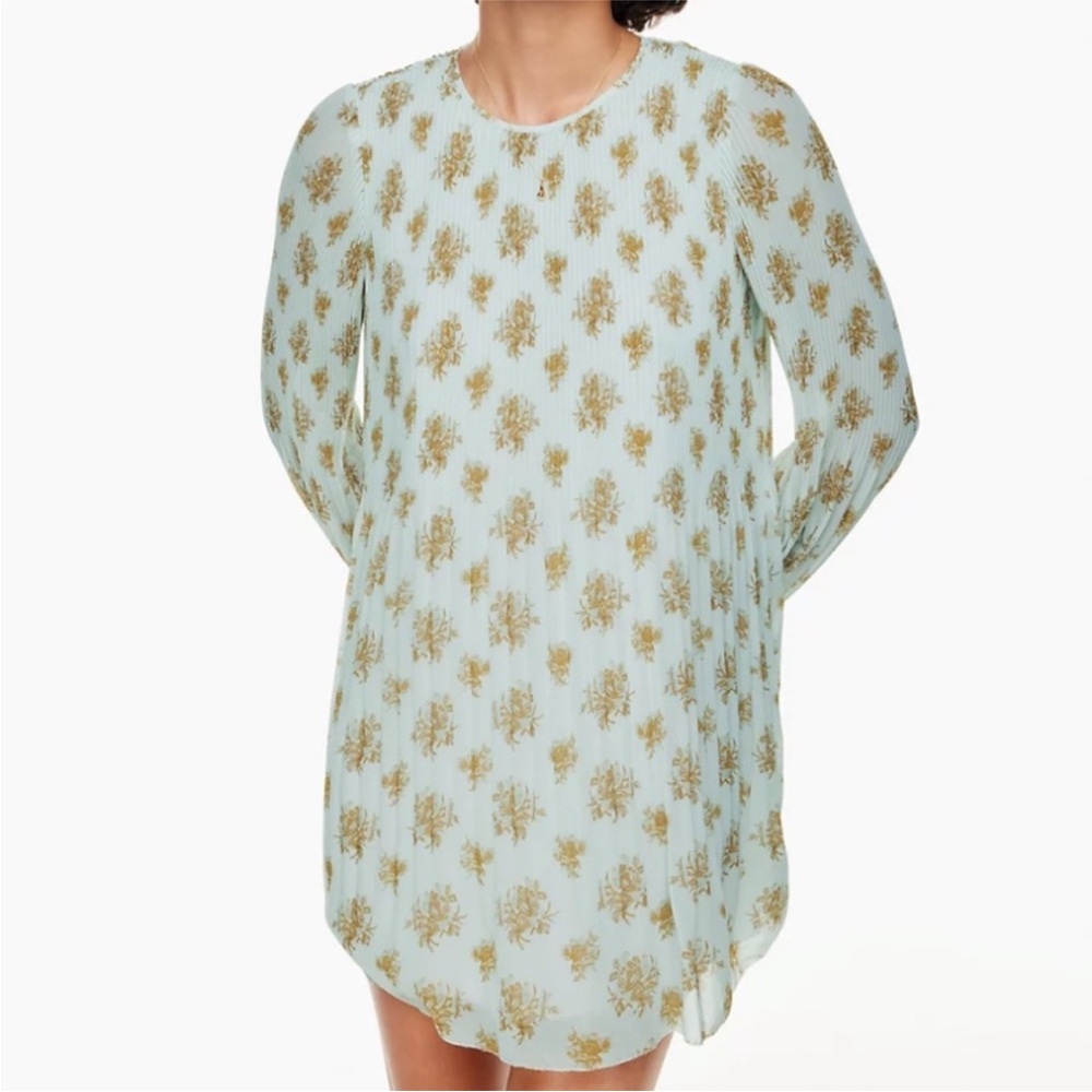 Aritzia Wilfred Daydreamer Dress Pleated Chiffon Long Sleeve Floral Size Large